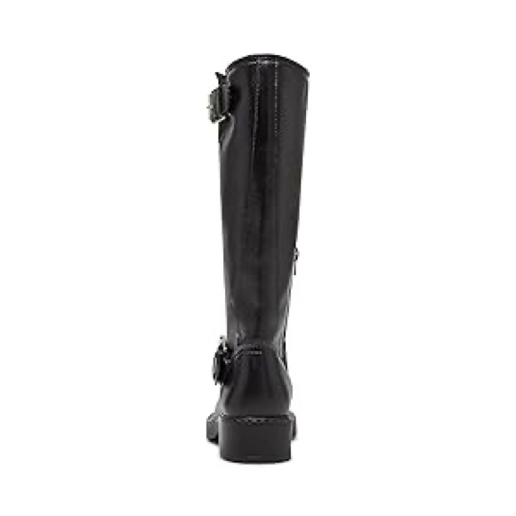 New Steve Madden Erma Black Leather Tall Boots Size 7 M - Picture 4 of 7